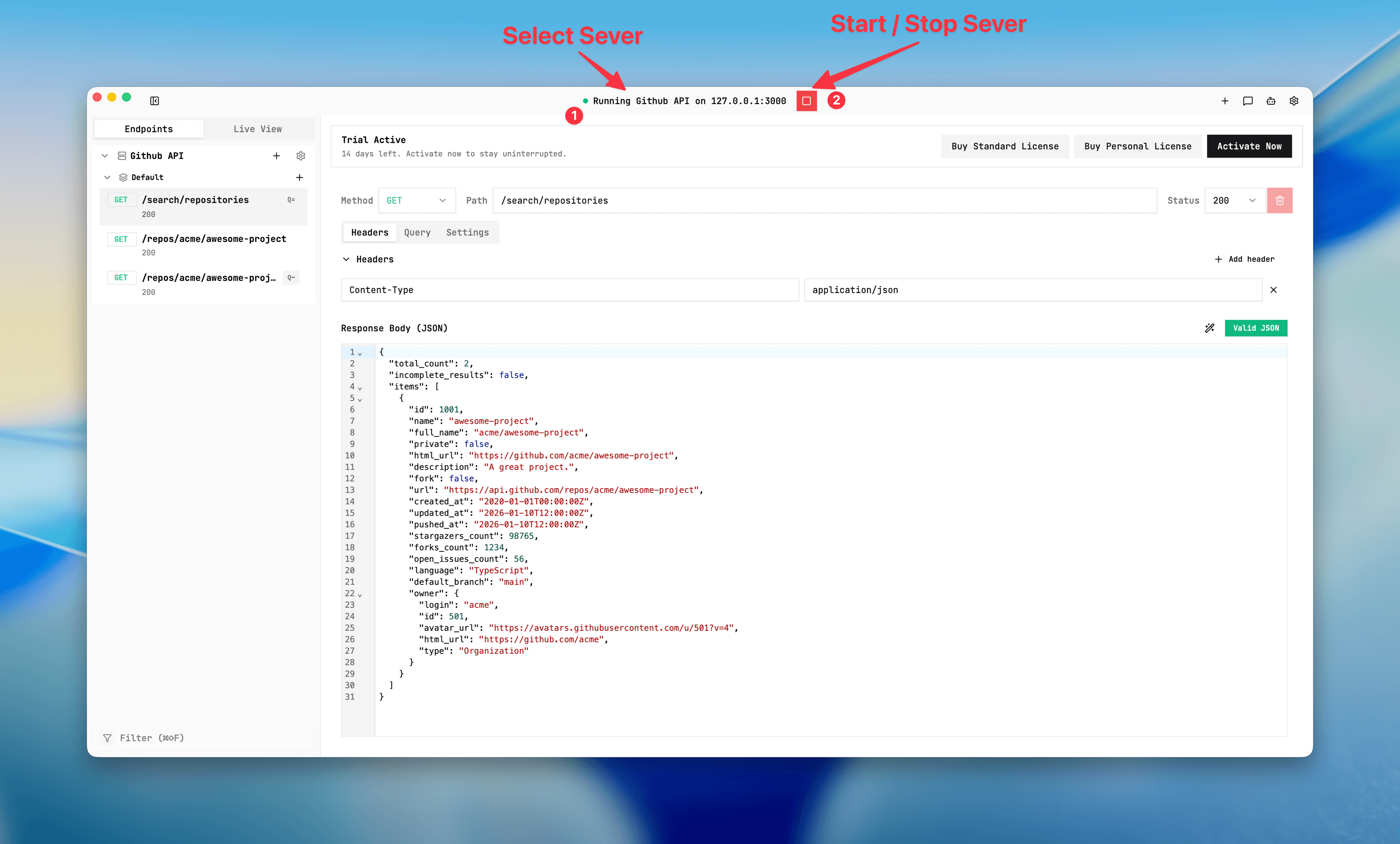 Placeholder: server runtime controls