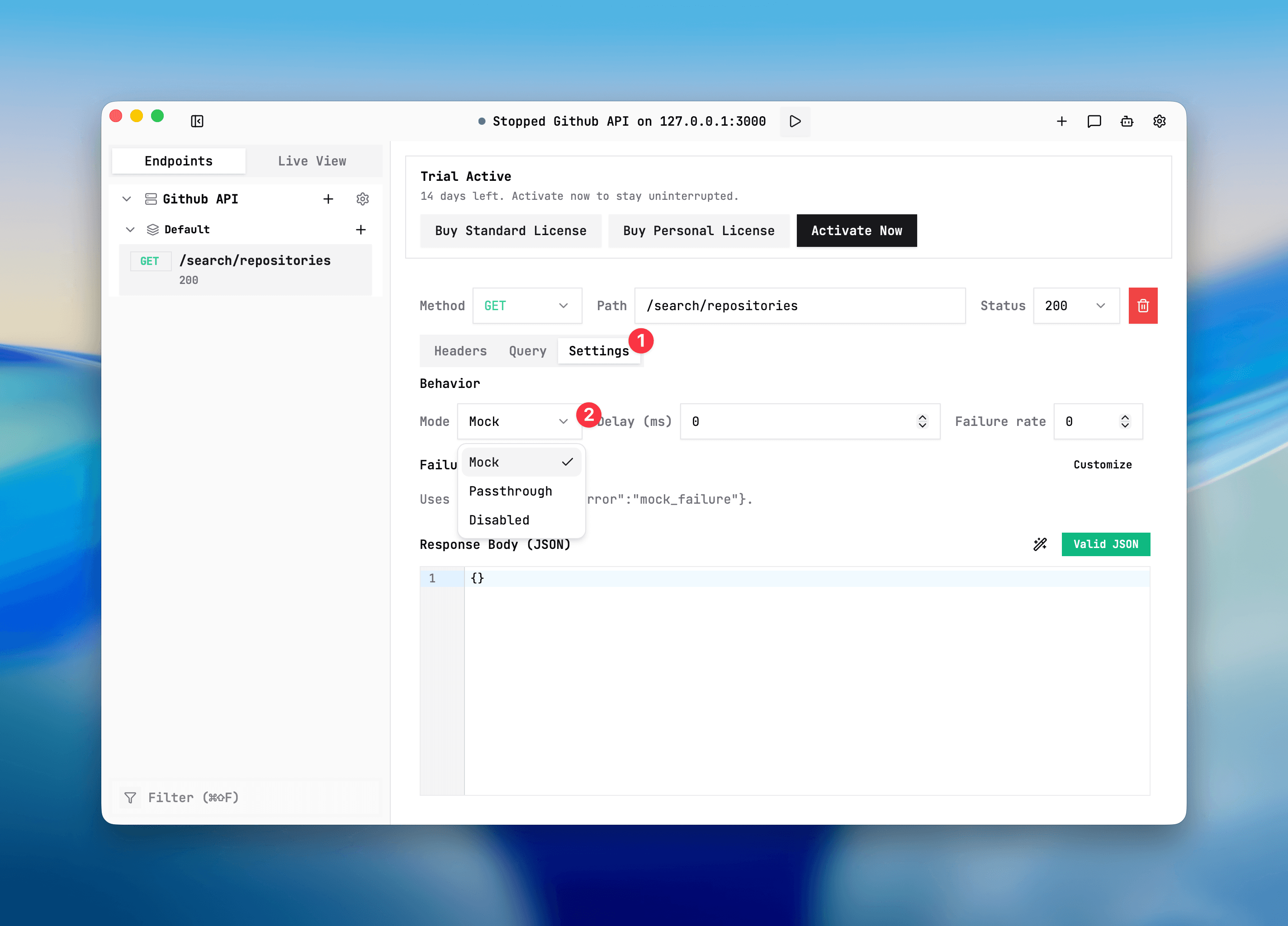 Placeholder: endpoint and fallback mode controls